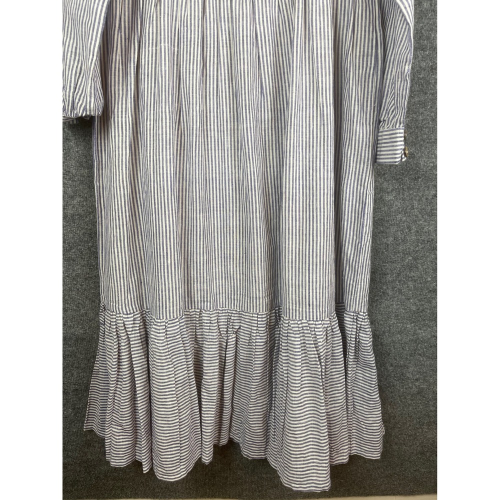 Krithi Maxi Dress Womens Size M Blue White Stripe NWT Handloom Ruffle Tiered - Picture 4 of 16